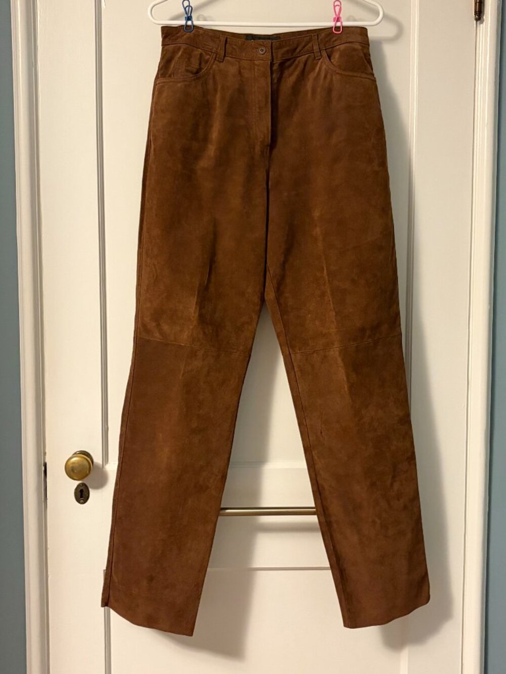 Bushwacker VTG 100% genuine leather pants brown high rise straight leg classic